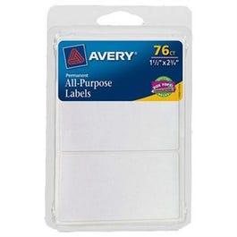 Rectangle Label, White, 1.5 x 2.75-In., 76-Ct.