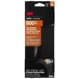 Sandpaper, Automotive, 800 Grit, 3-2/3 x 9-In., 5-Pk.