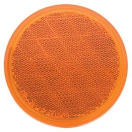 Trailer Reflector, Amber, Adhesive, 3-3/16-In.