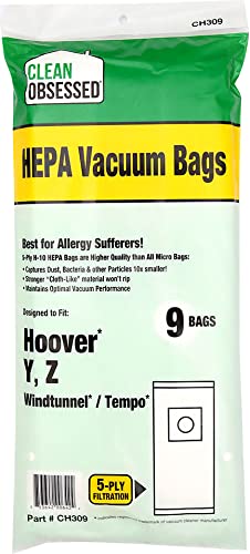 Clean Obsessed Hoover HEPA Vacuum Cleaner Bags Type Y 9 Bags