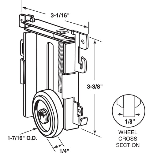 Prime-Line Mirror Door Roller Assembly Nylon Flat Roller for Acme