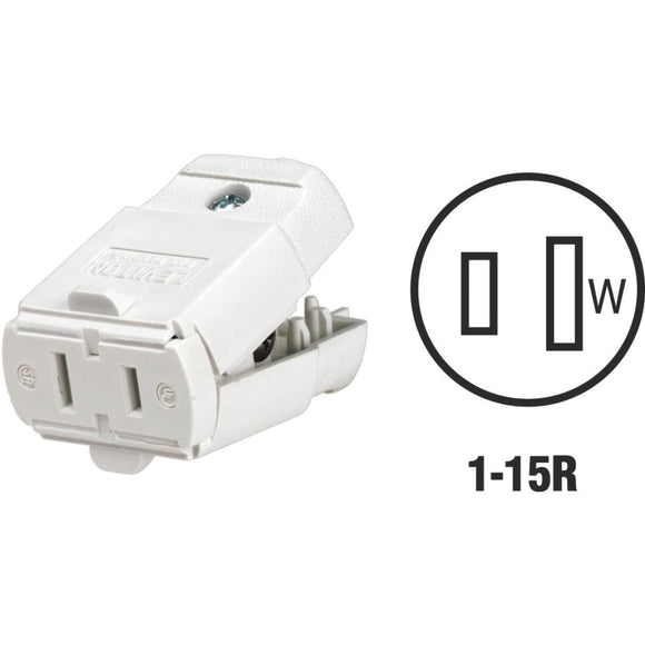 Leviton 15A 125V 2-Wire 2-Pole Hinged Cord Connector, White