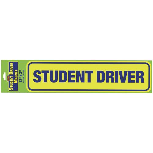 HY-KO Student Driver Vehicle Magnet 3” x 12” Size Affixes to Metal Removable