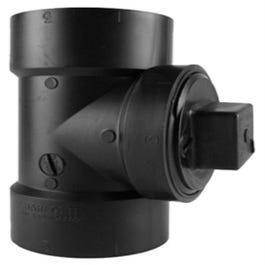 ABS/DWV Black Clean Out Pipe Tee With Plug, Hub x Hub x FPT, 3-In.