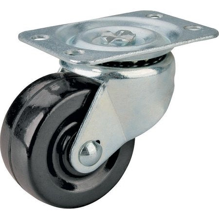 ProSource Swivel Caster Heavy Duty Rubber Black Wheel Plate 125 lb Steel Housing Material
