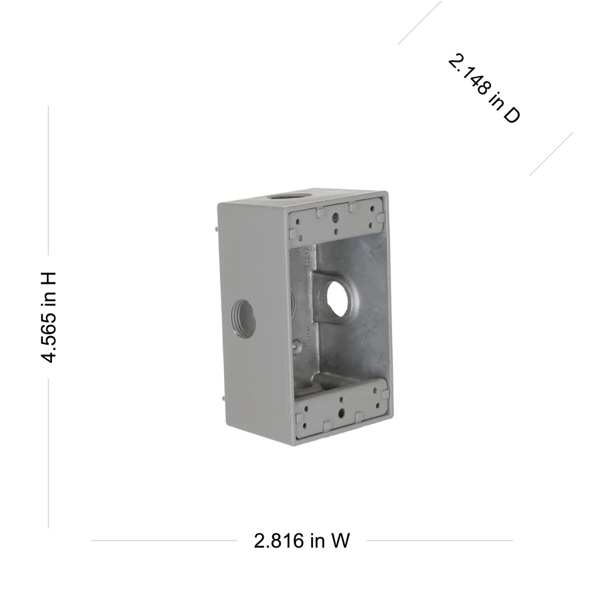 Self Threaded Box Bell 1-Gang Weatherproof Box, Five 1/2 in. Threaded Outlets, Gray ...