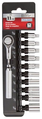Vulcan 11PC-2 Socket Set Chrome Vanadium Steel Chrome