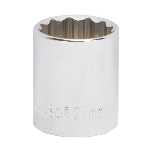 Vulcan Drive Standard Socket Metric 1/2 Drive 12-Point Chrome Vanadium Steel Chrome