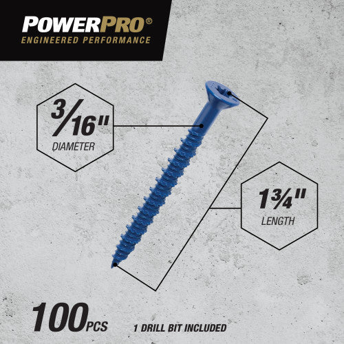 Hillman Group Power Pro Blue Flat-Head Concrete Screw Anchors