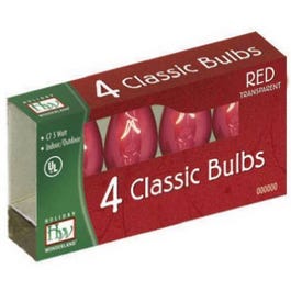 Christmas Lights Replacement Bulb, C7, Red Transparent, 4-Pk.