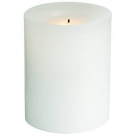 Flameless Candle, Pillar With Timer, White Wax, 4-In.
