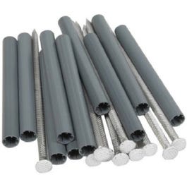 Gutter Spike & 4-In. Plastic Ferrule, White Steel, 7-In., 10-Pk.