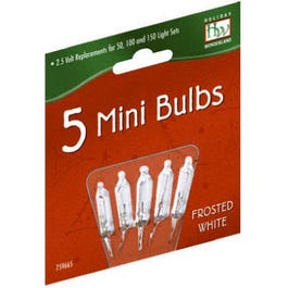 Mini Christmas Lights Replacement Bulb, For 50, 100 & 150-Light Sets, White Frosted, 2.5-Volt, 5-Pk.