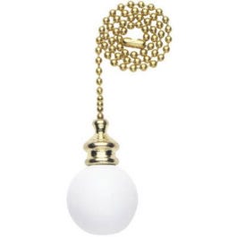 12-Inch White Wooden Ball Ceiling Fan Pull Chain