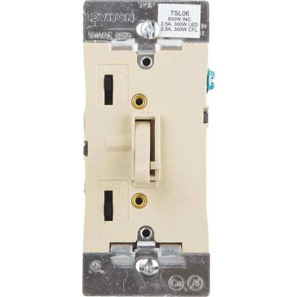 Leviton Incandescent/Halogen/LED/CFL Ivory Slide Dimmer Switch