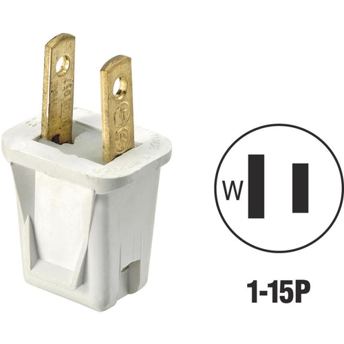 Leviton 10A 125V 2-Wire 2-Pole Non-Grounding Cord Plug, White