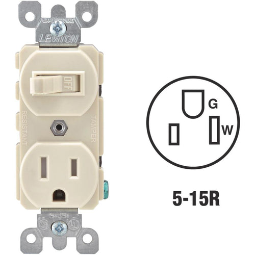 Leviton Light Almond 15A Commercial Grade Switch & Outlet