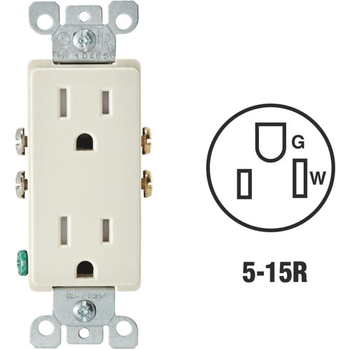 Leviton Decora 15A Light Almond Tamper Resistant 5-15R Duplex Outlet