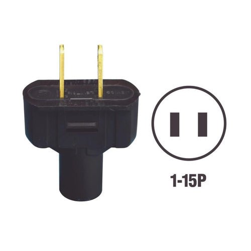 Leviton 15A 125V 2-Wire 2-Pole Vinyl Cord Plug, Black