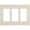 Leviton Decora 3-Gang Smooth Plastic Rocker Decorator Wall Plate, Light Almond