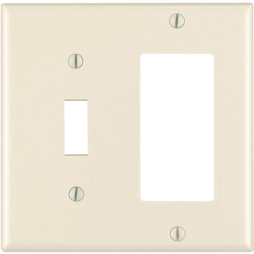 Leviton Decora 2-Gang Thermoset Single Toggle/Rocker Wall Plate, Light Almond