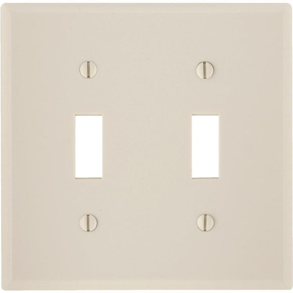 Leviton 2-Gang Plastic Toggle Switch Wall Plate, Light Almond