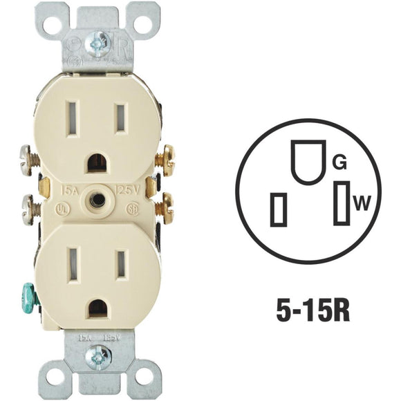 Leviton 15A Ivory Tamper Resistant 5-15R Duplex Outlet